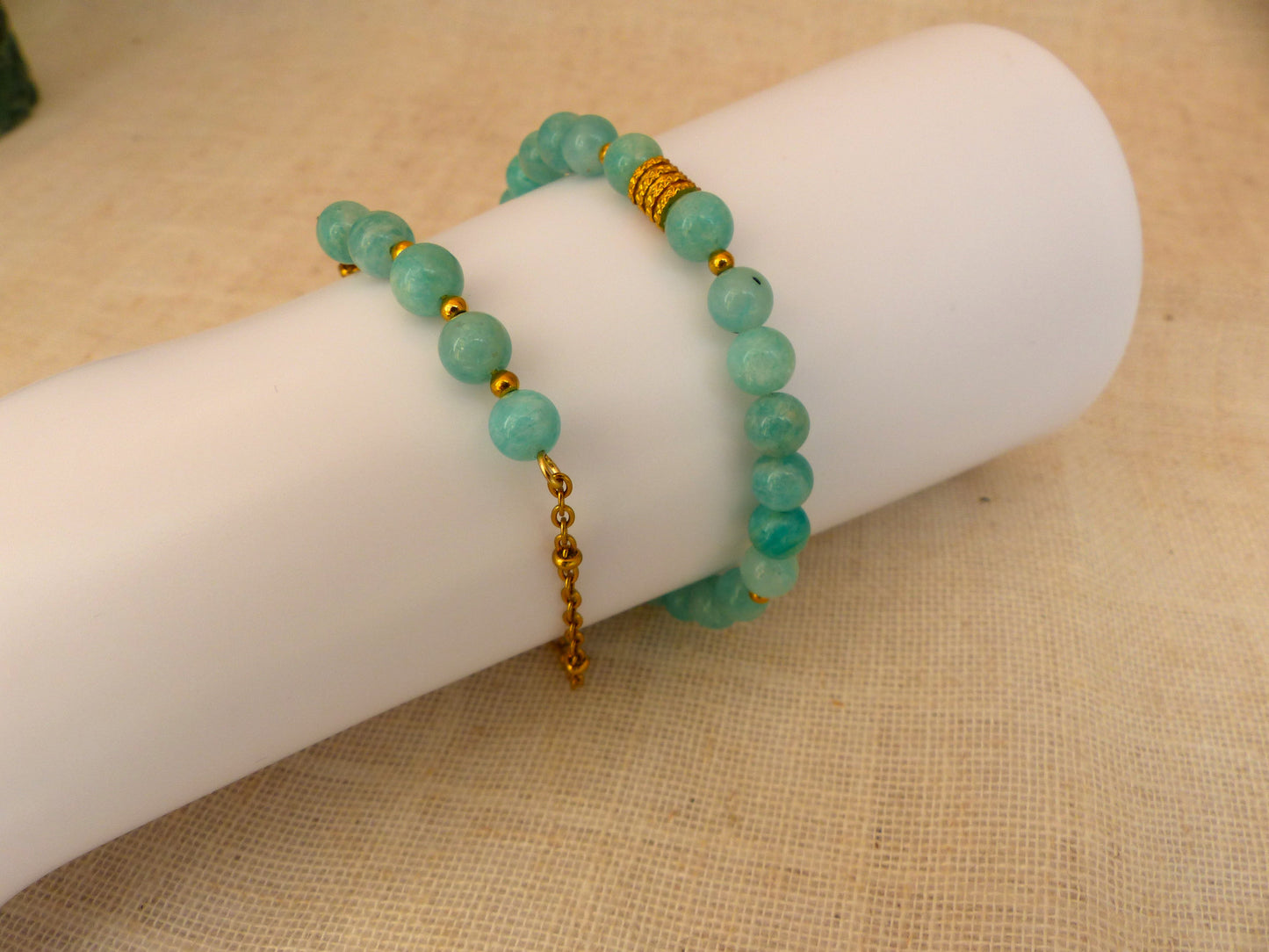 Anna | Duo de bracelets en amazonite - Créattion artisanale