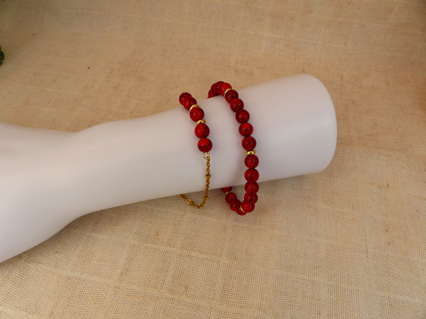 Erma | Duo de bracelet rouge rubis - création artisanale