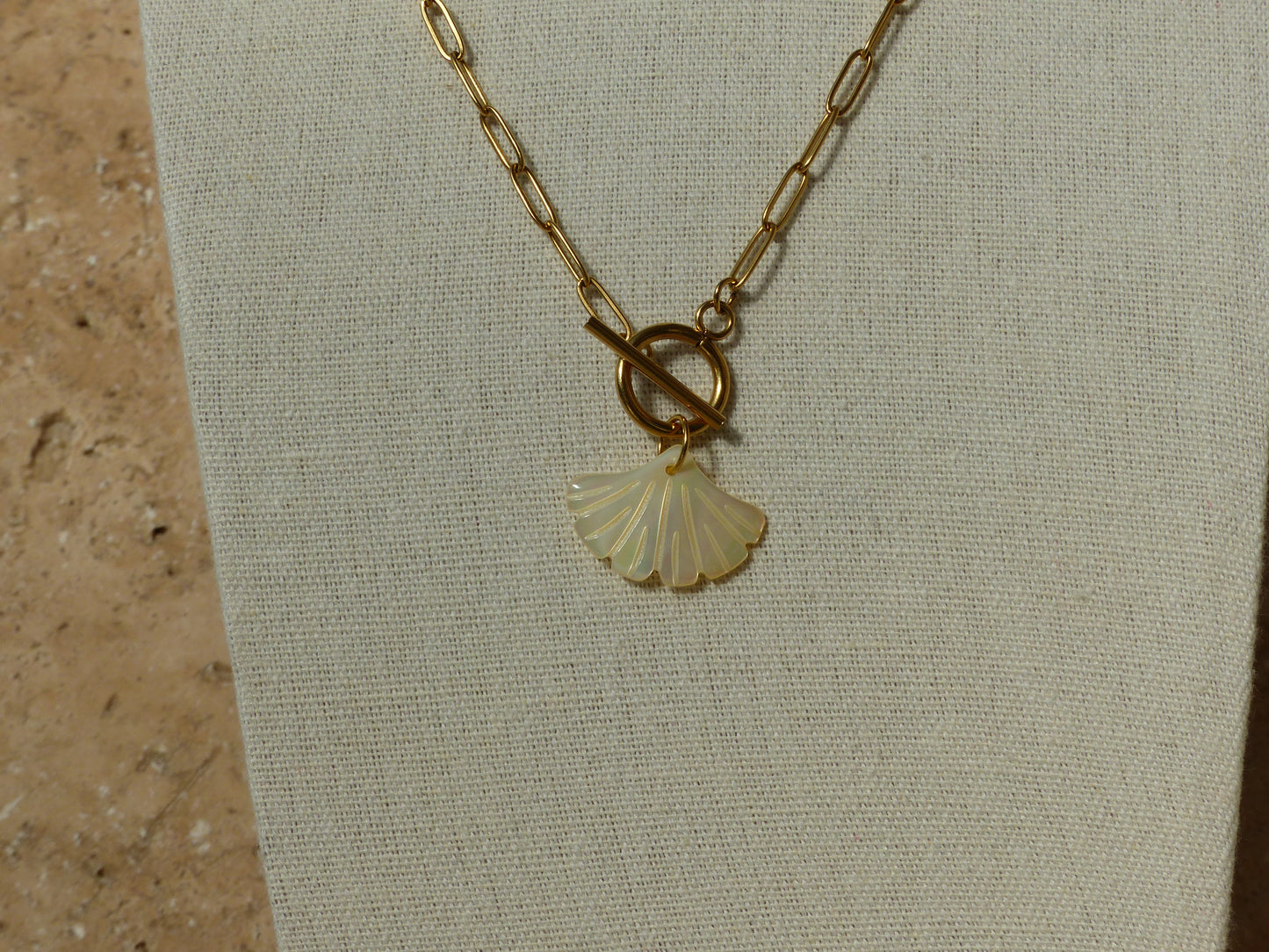 JULIE ACIER INOXYDABLE COLLIER PENDENTIF NACRE