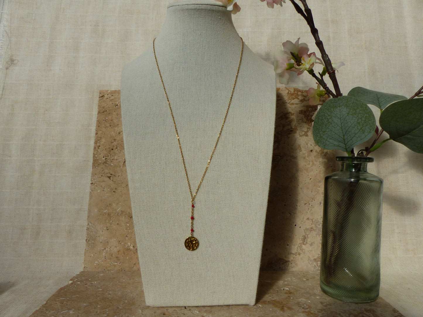 LANA COLLIER ACIER INOXYDABLE ROUGE PENDENTIF SPLELEGANTE