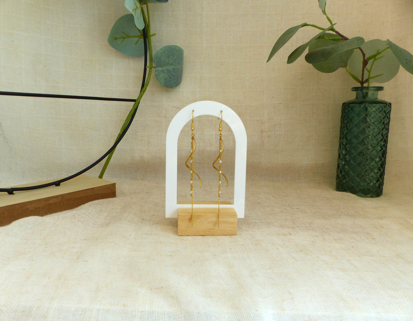 Line - Boucles d'oreilles en acier inoxydable - Fait main
