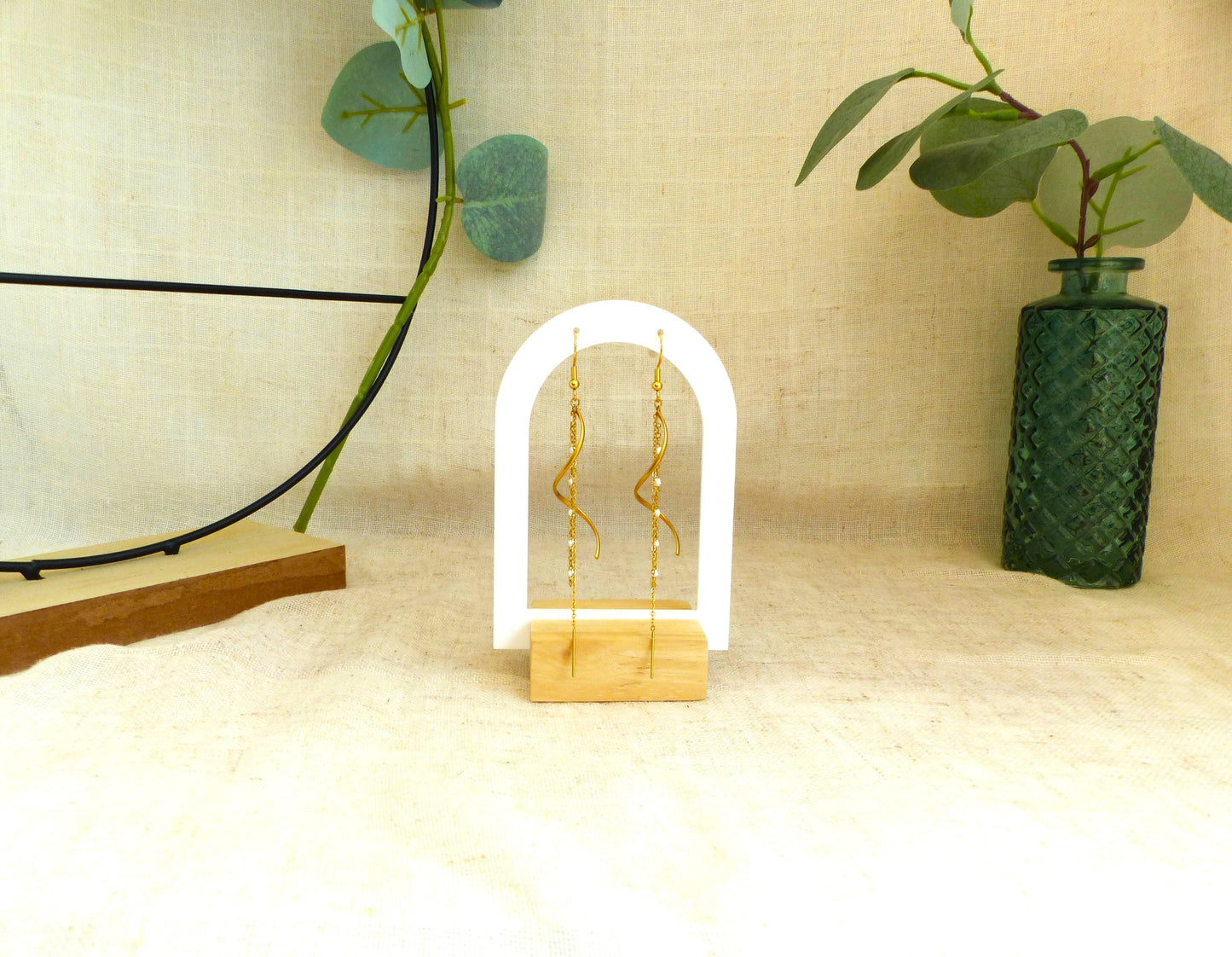Line - Boucles d'oreilles en acier inoxydable - Fait main