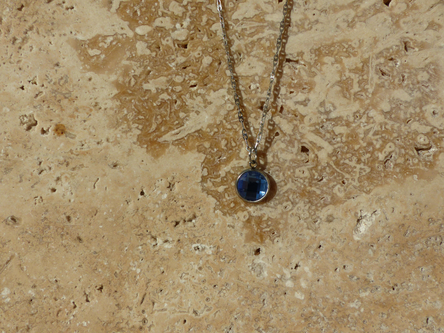 LOU COLLIER ACIER INOXYDABLE CABOCHON BLEU SPLELEGANTE