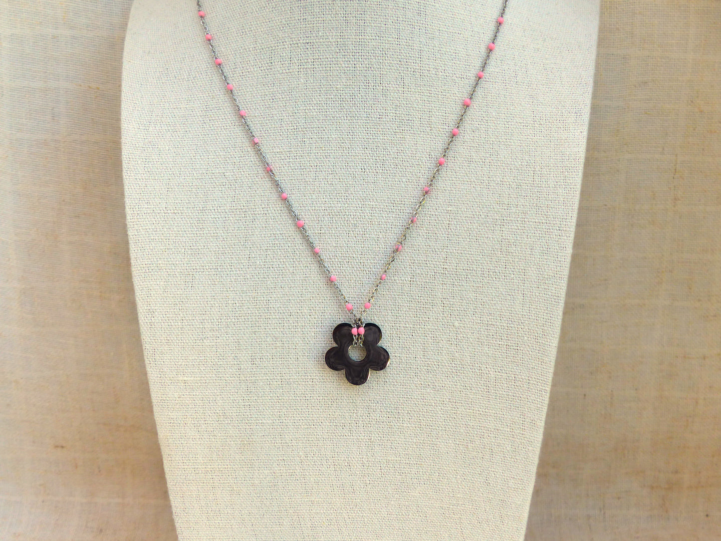 Rome | Collier acier argenté et rose