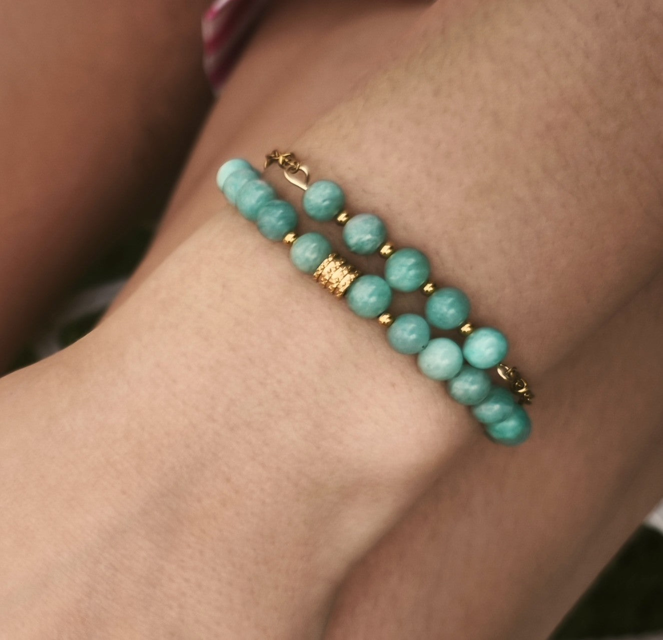 Anna | Duo de bracelets en amazonite - Créattion artisanale