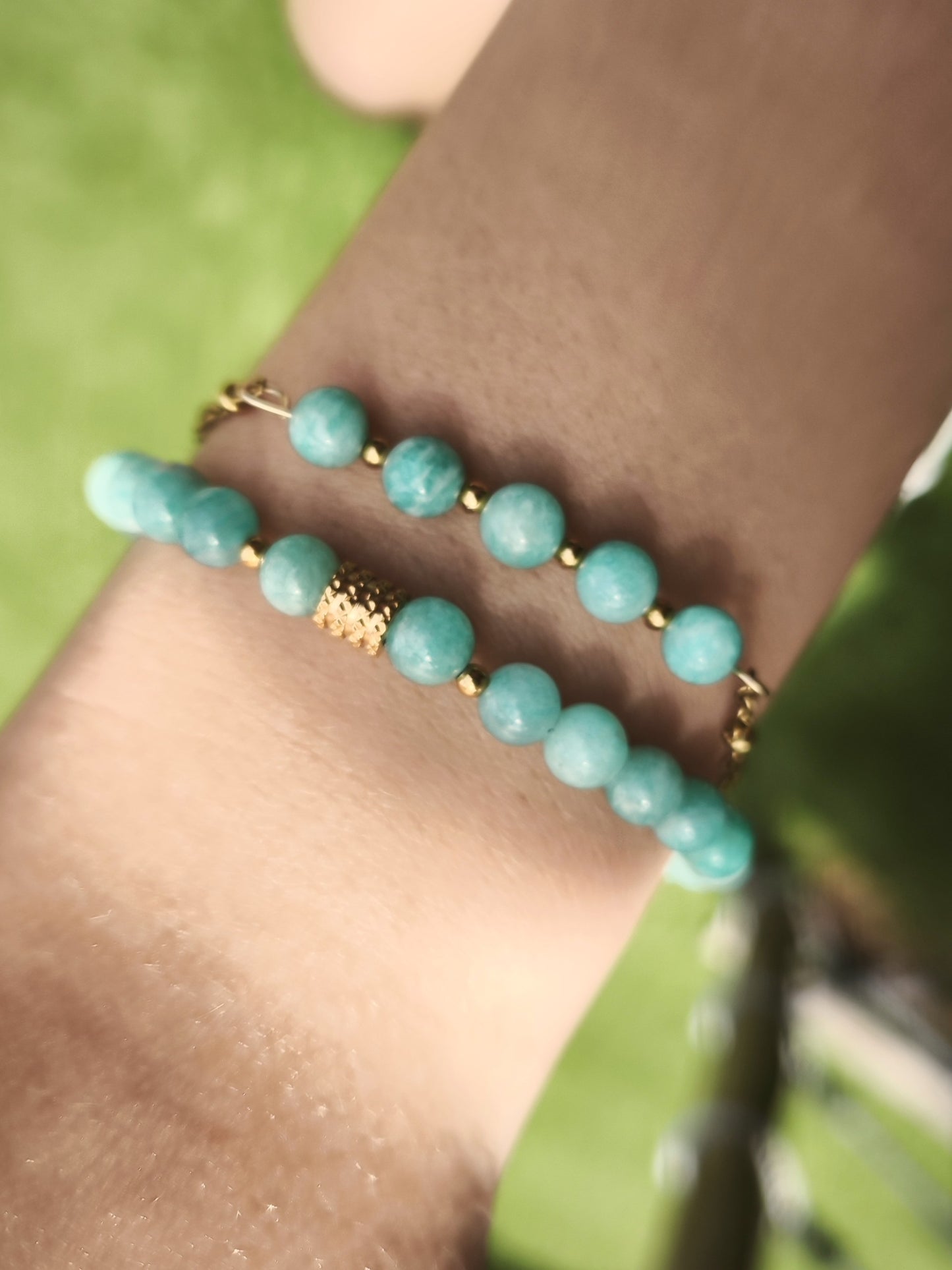Anna | Duo de bracelets en amazonite - Créattion artisanale