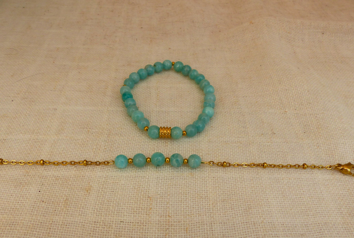 Anna | Duo de bracelets en amazonite - Créattion artisanale