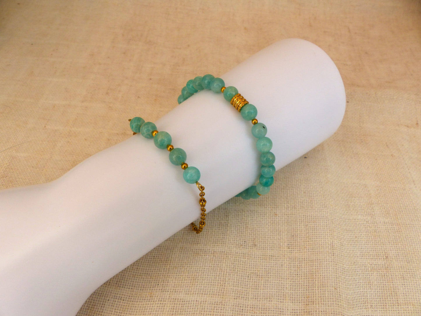 Anna | Duo de bracelets en amazonite - Créattion artisanale