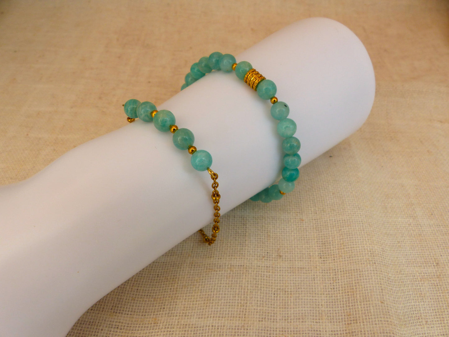 Anna | Duo de bracelets en amazonite - Créattion artisanale