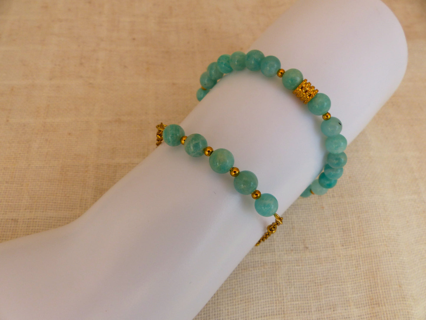 Anna | Duo de bracelets en amazonite - Créattion artisanale