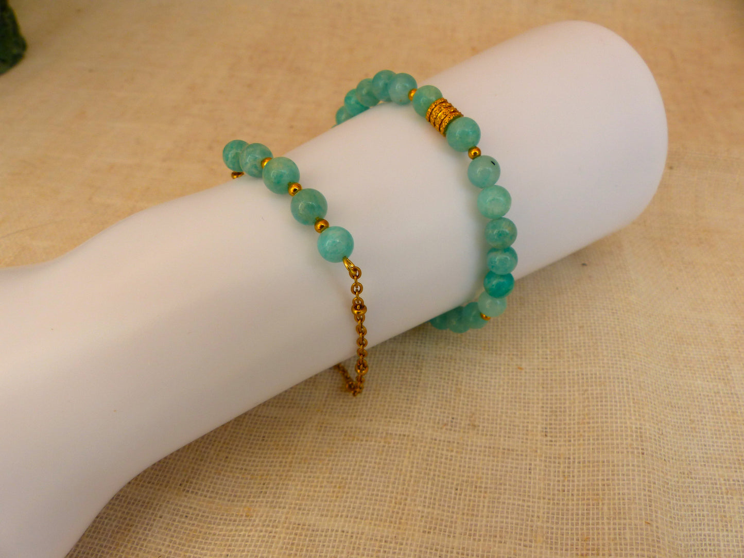 Anna | Duo de bracelets en amazonite - Créattion artisanale