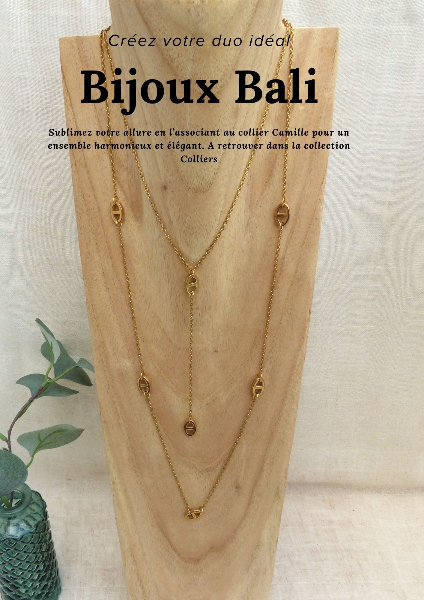 Bali | Collier Sautoir acier inoxydable - fait main
