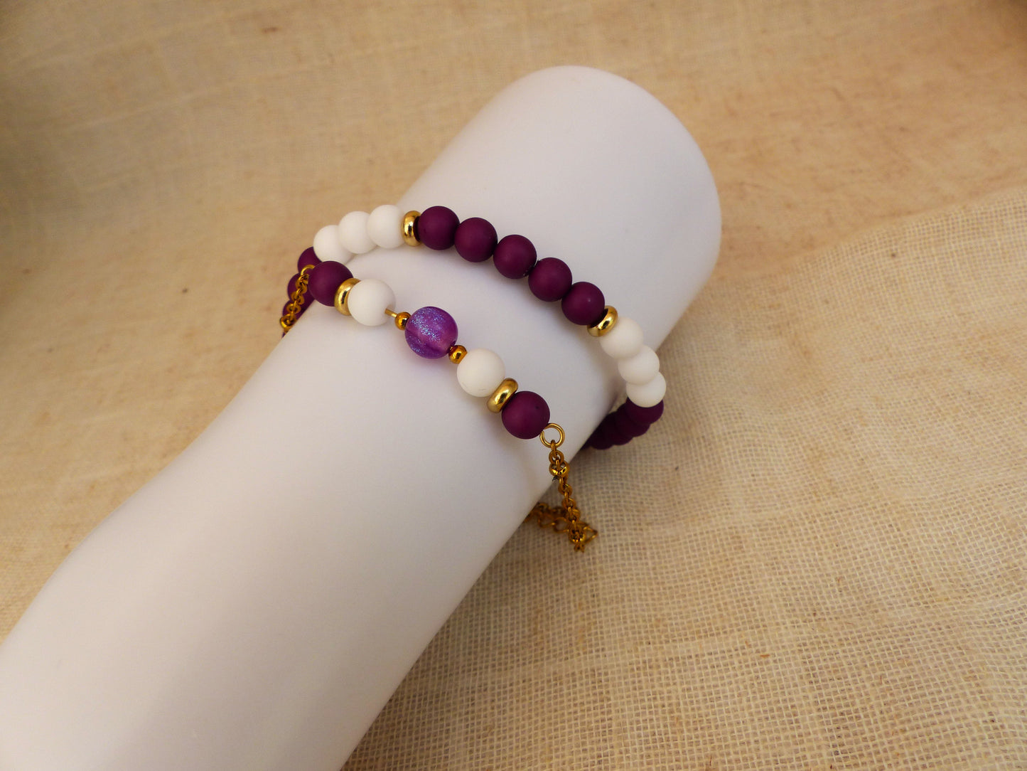 Christel | Duo bracelets violet-blanc