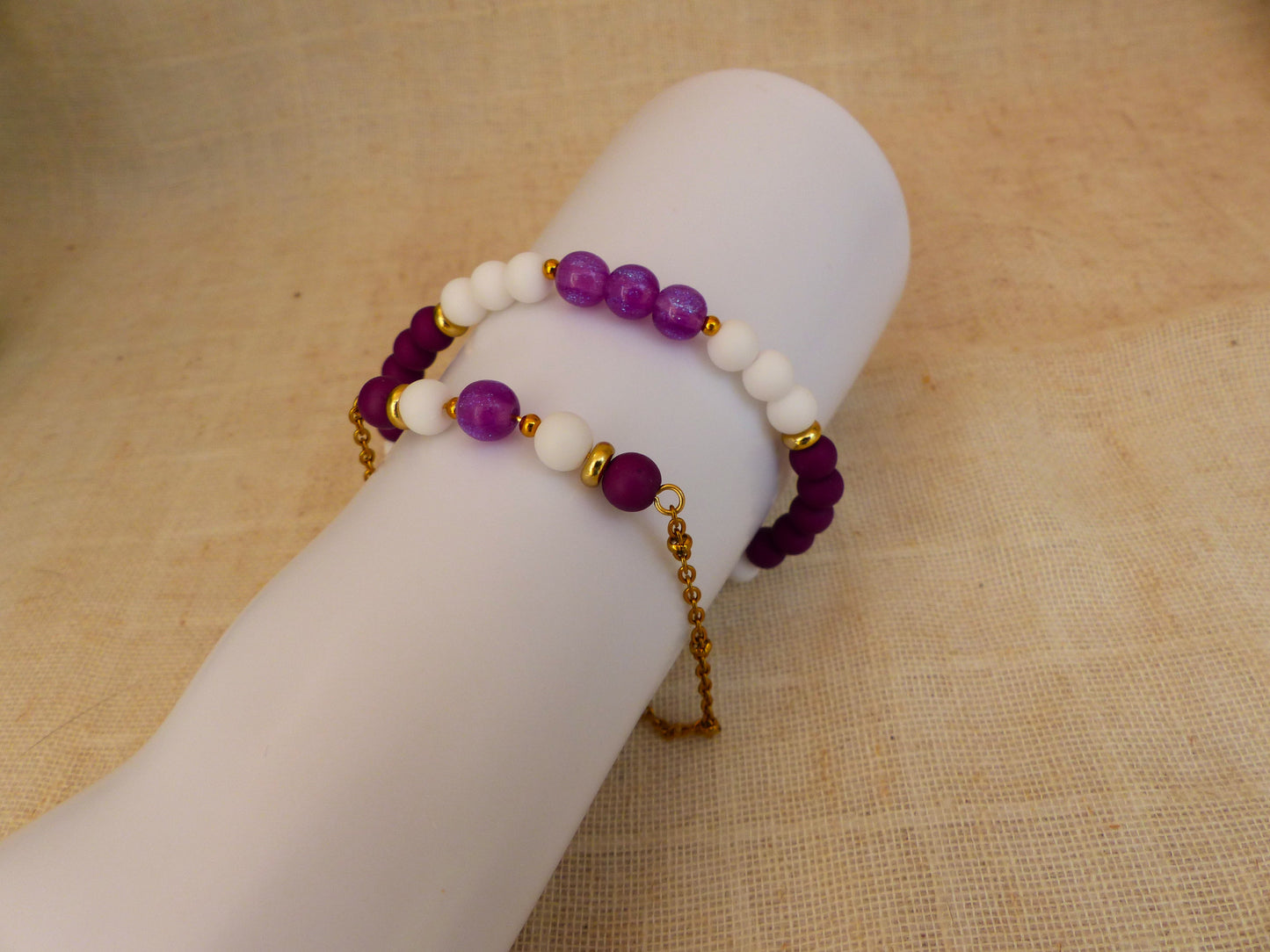 Christel | Duo bracelets violet-blanc