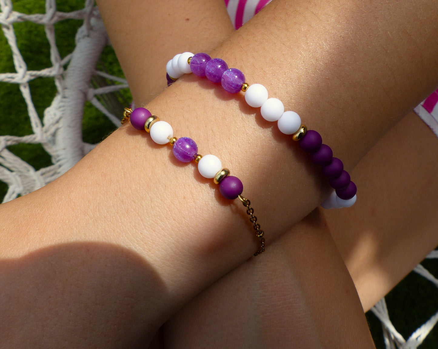 Christel | Duo bracelets violet-blanc