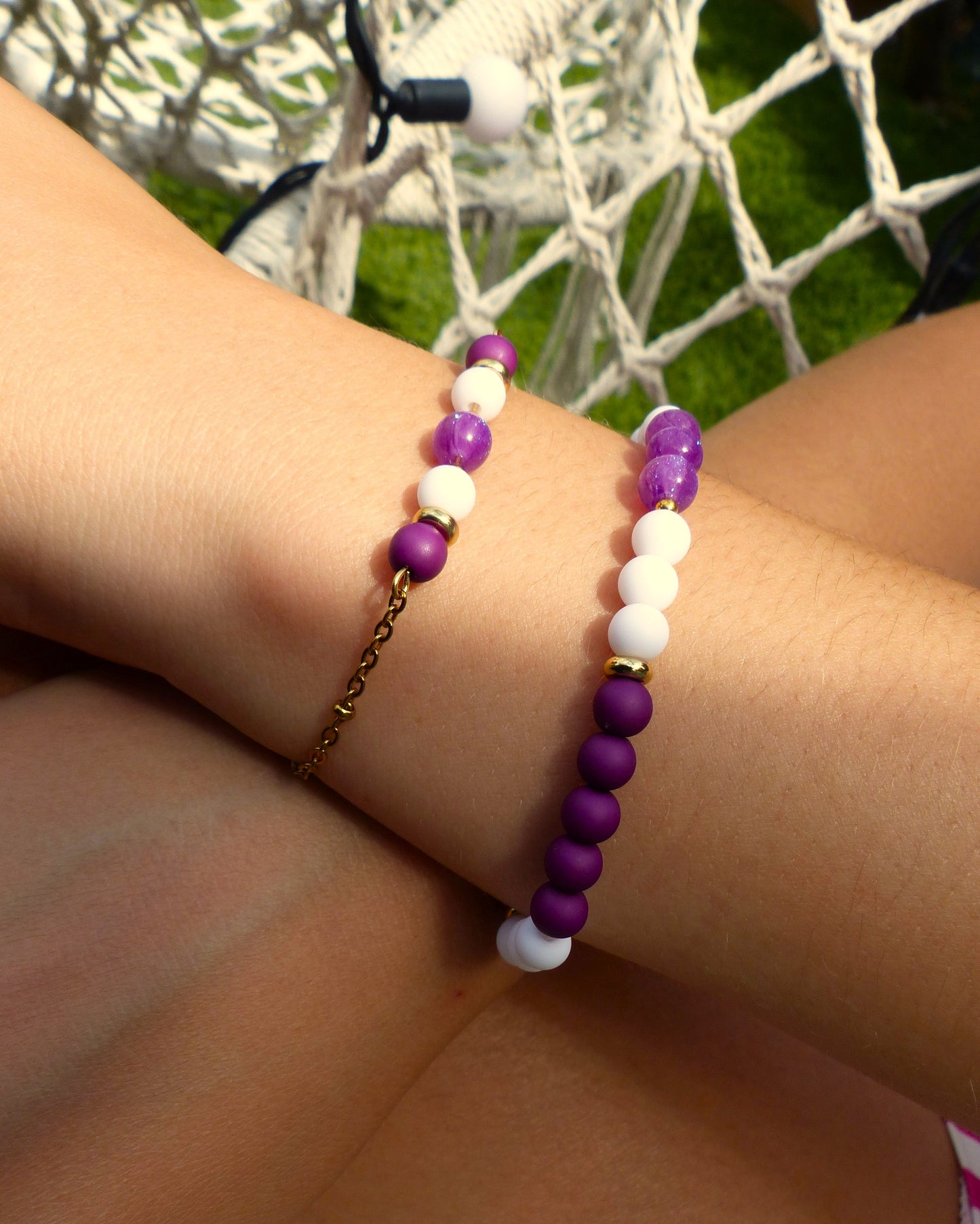 Christel | Duo bracelets violet-blanc