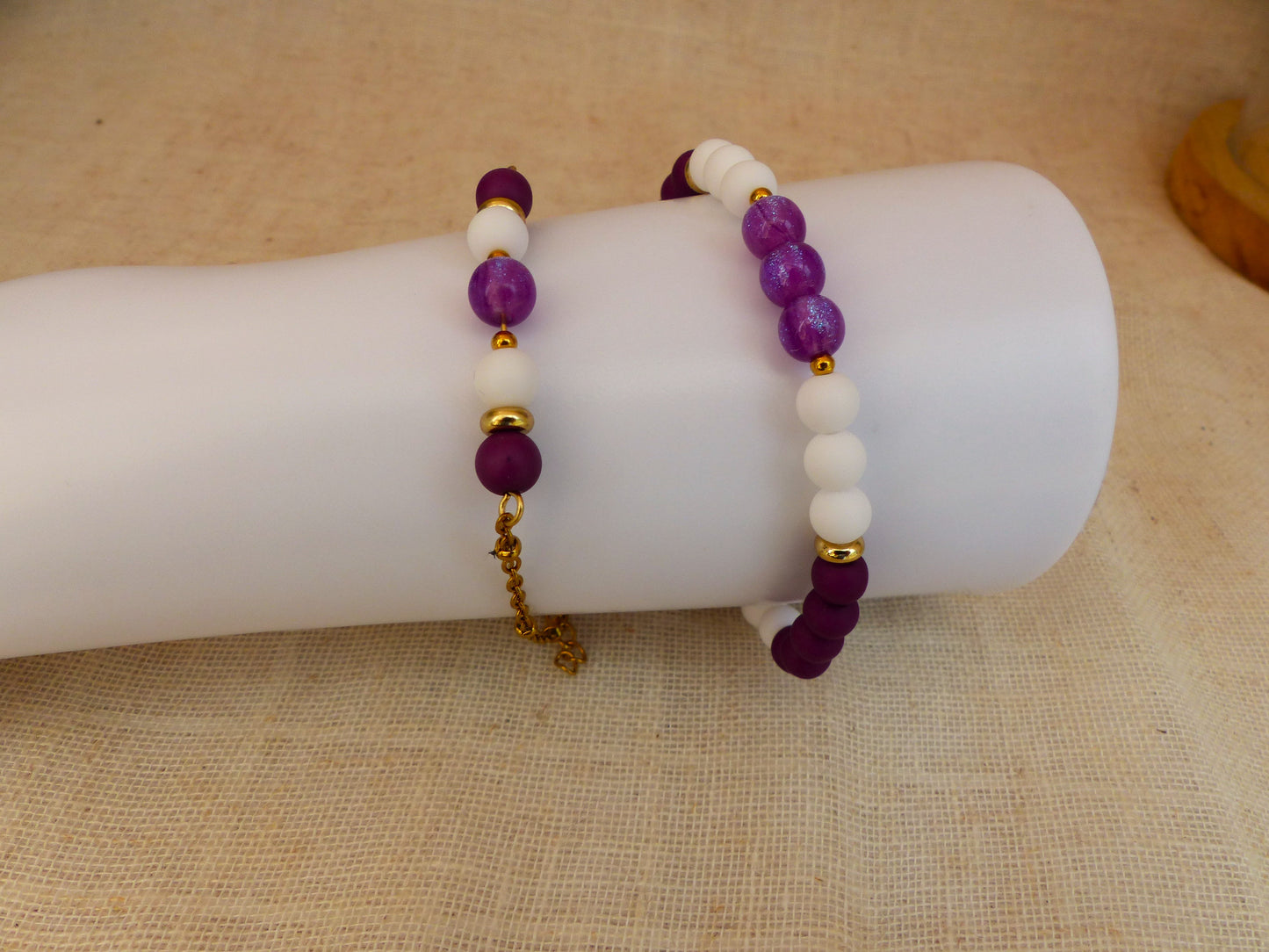 Christel | Duo bracelets violet-blanc