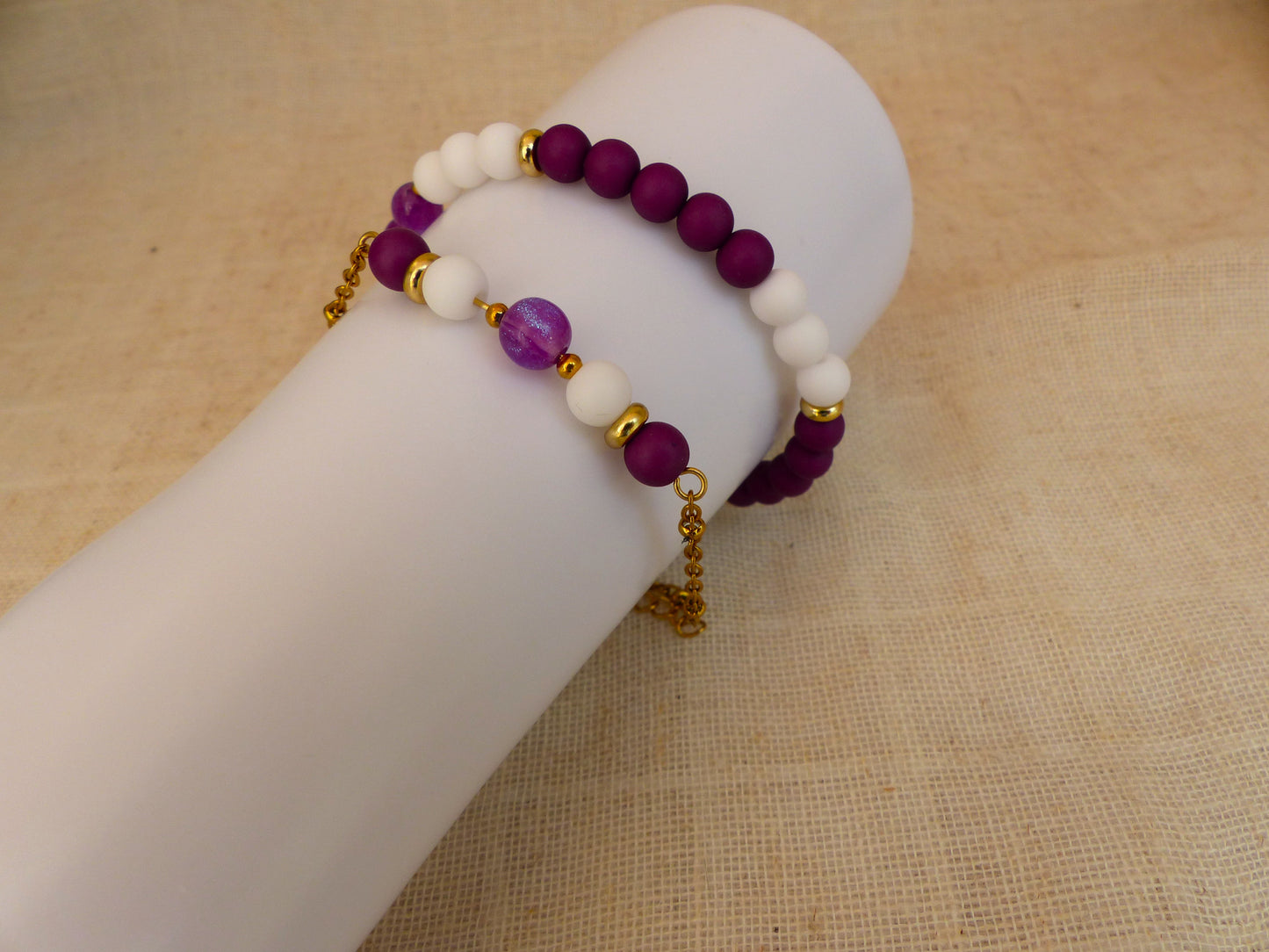 Christel | Duo bracelets violet-blanc