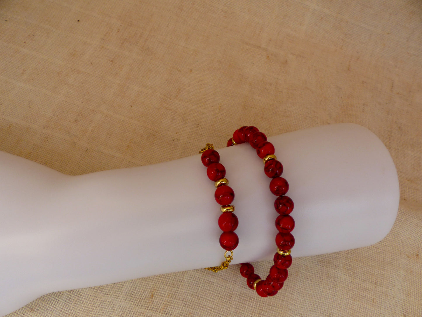 Erma | Duo de bracelet rouge rubis - création artisanale