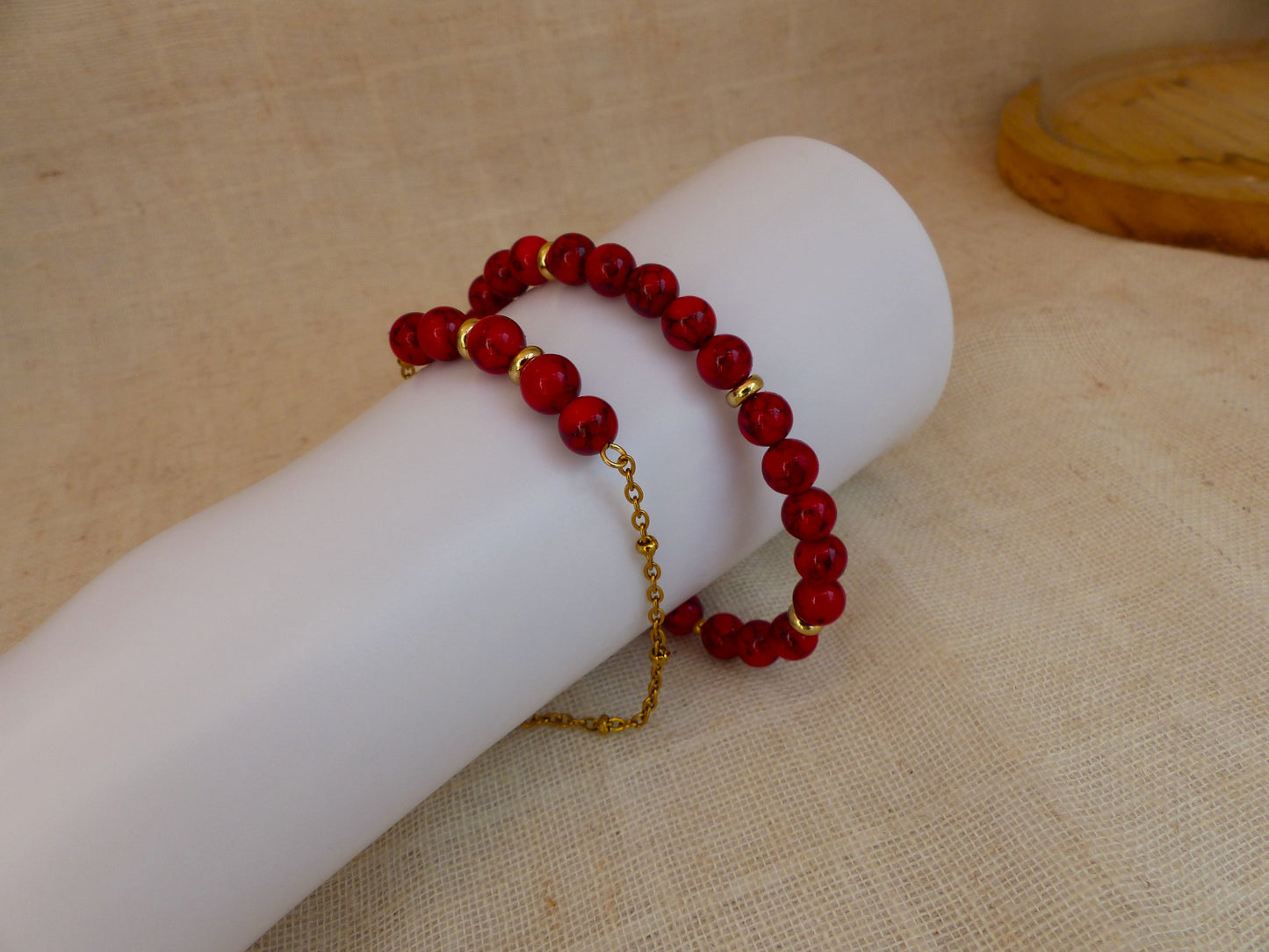 Erma | Duo de bracelet rouge rubis - création artisanale