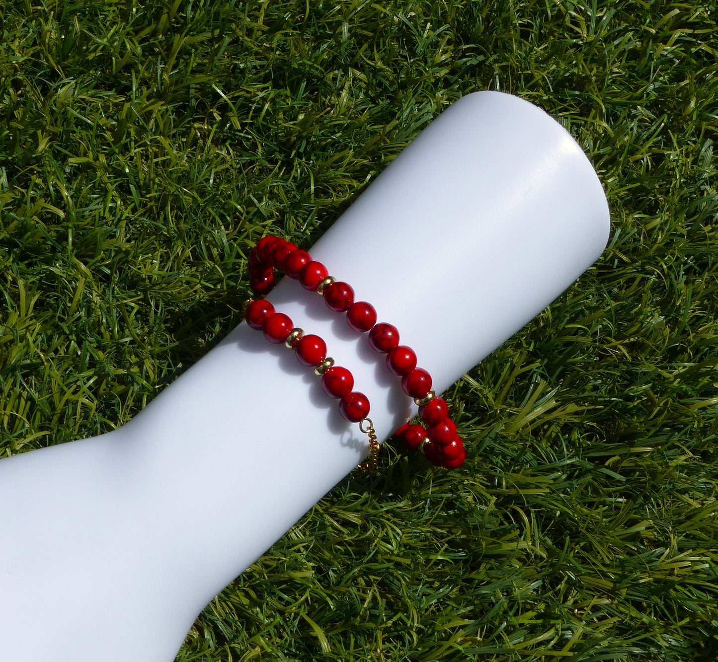 Erma | Duo de bracelet rouge rubis - création artisanale
