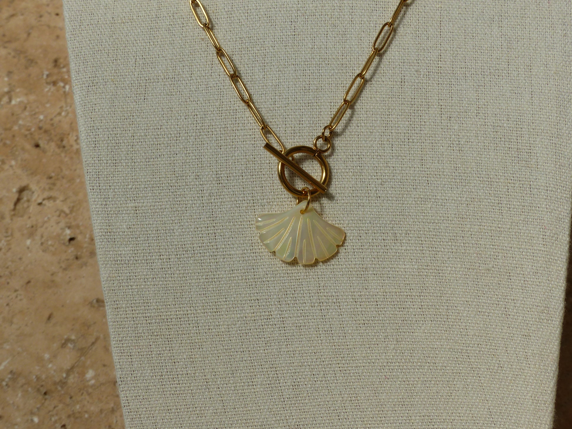 JULIE ACIER INOXYDABLE COLLIER PENDENTIF NACRE
