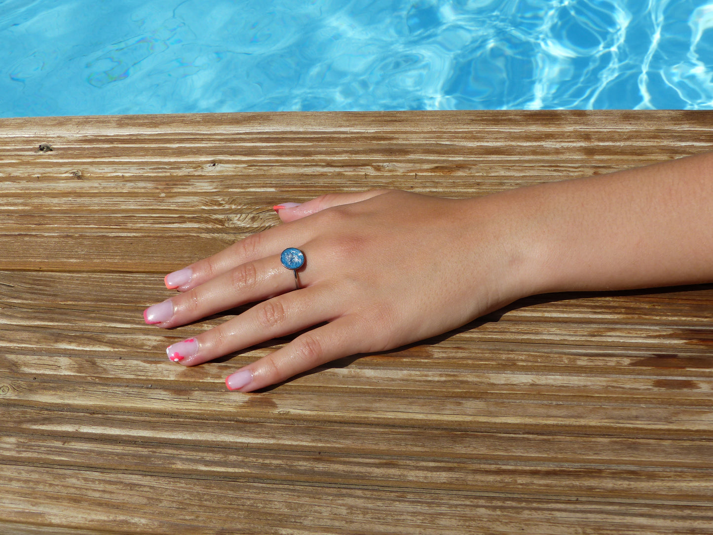 Romy | Bague acier inoxydable bleu et argenté