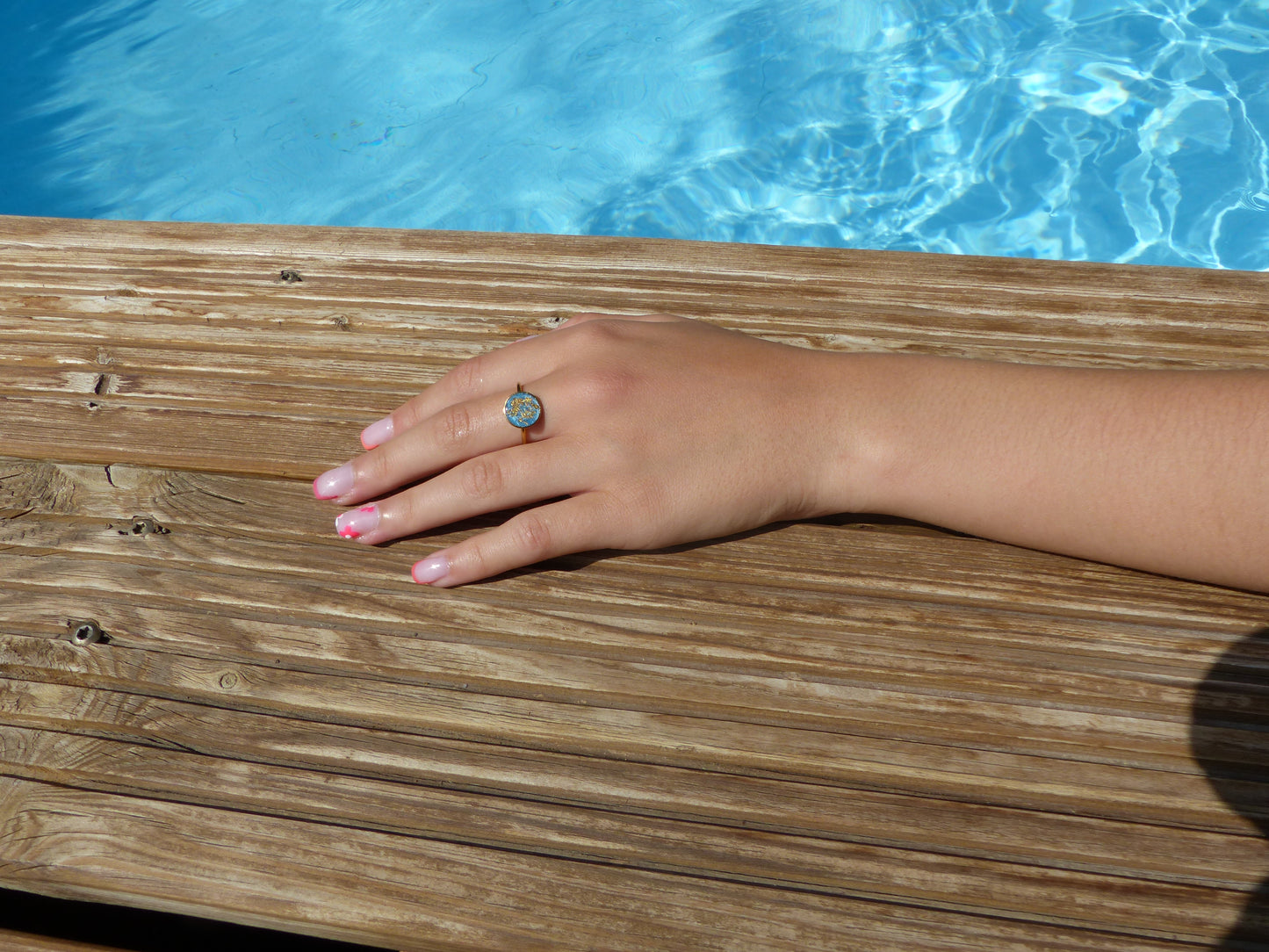 Lagon | Bague acier inoxydable bleue