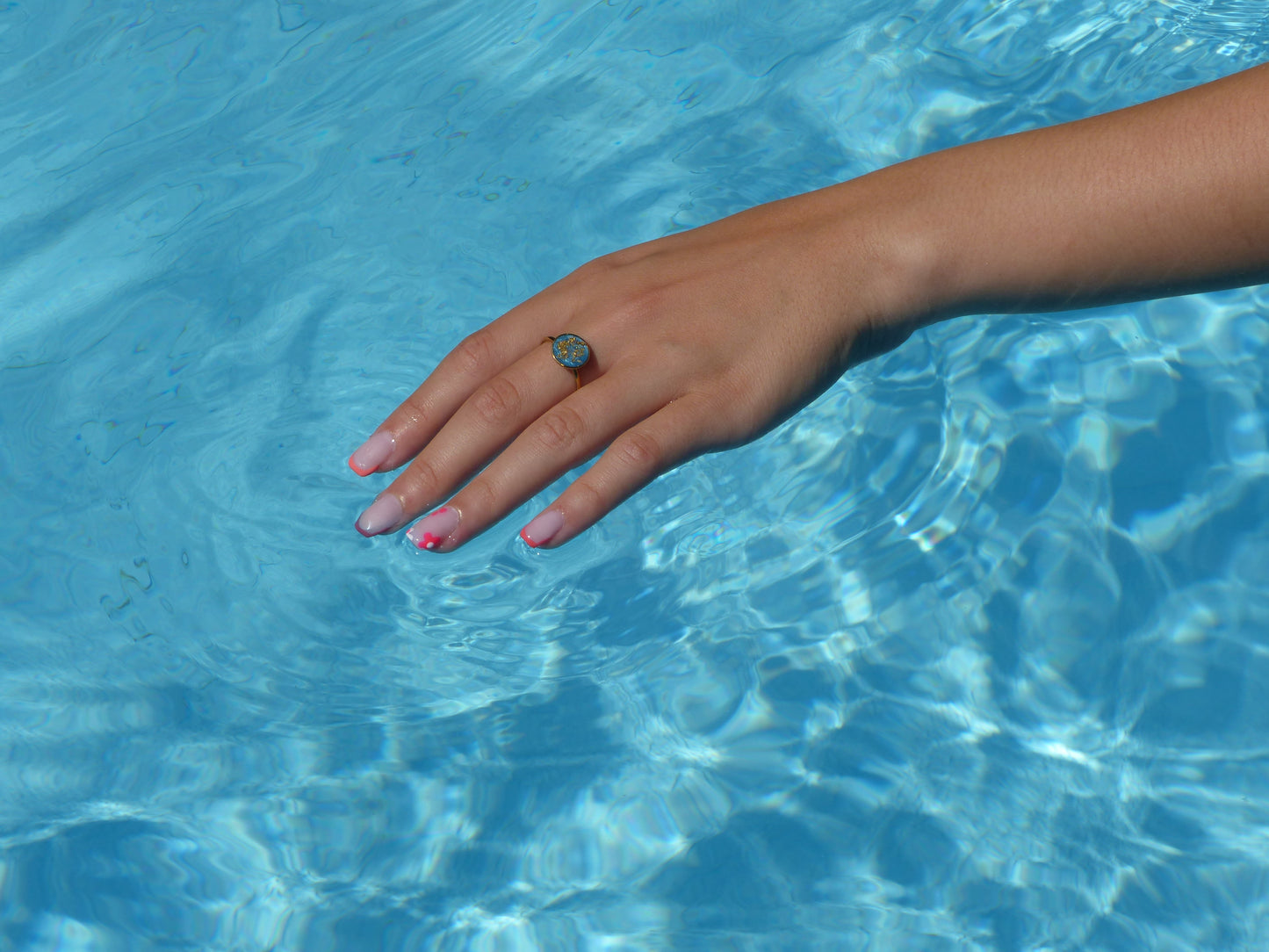 Lagon | Bague acier inoxydable bleue
