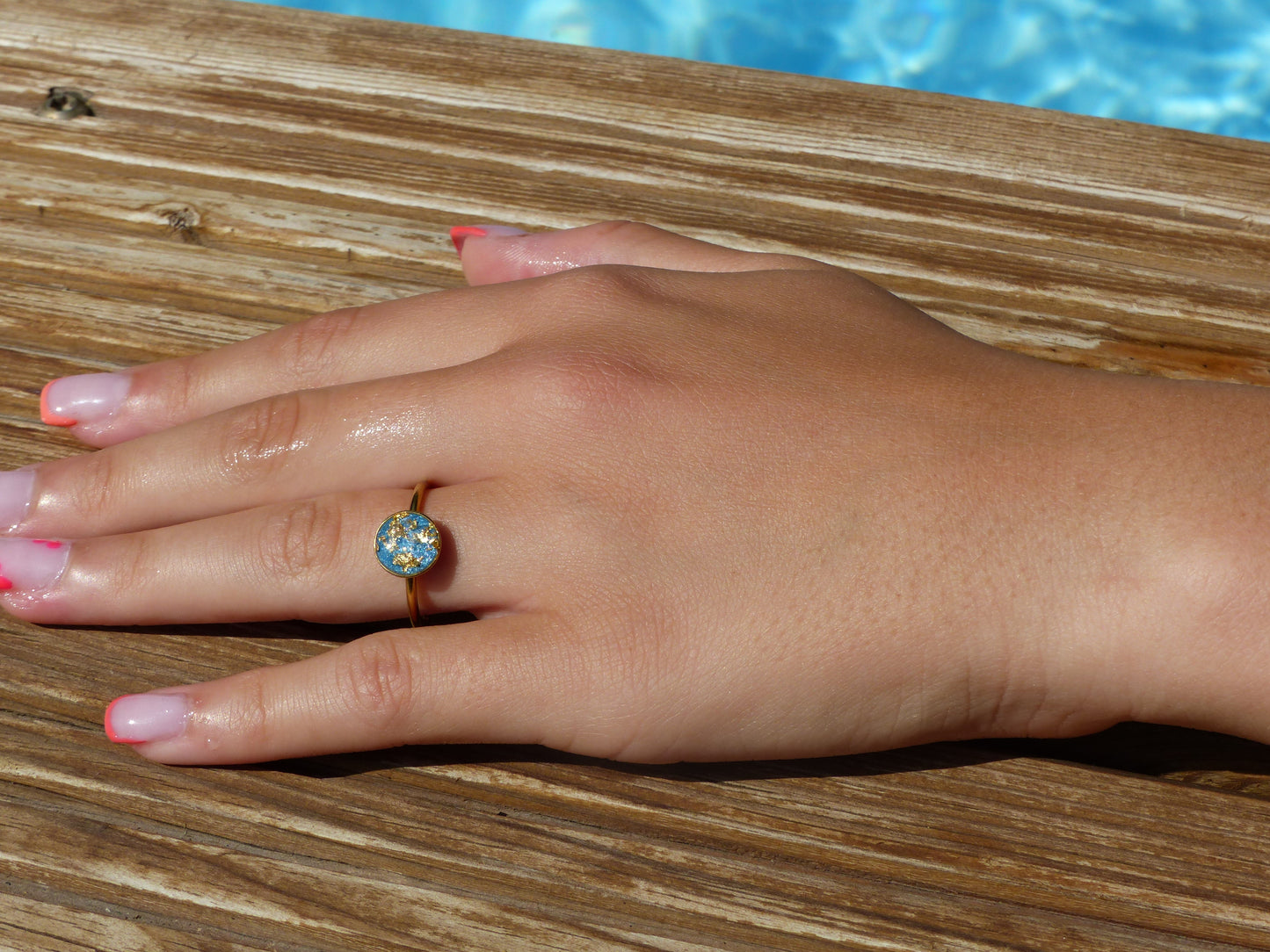 Lagon | Bague acier inoxydable bleue