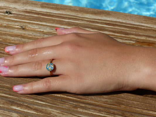 Lagon | Bague acier inoxydable bleue