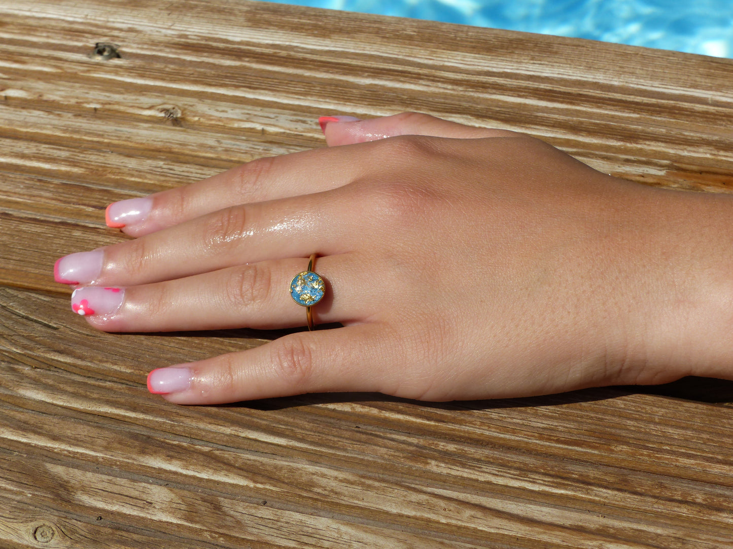 Lagon | Bague acier inoxydable bleue