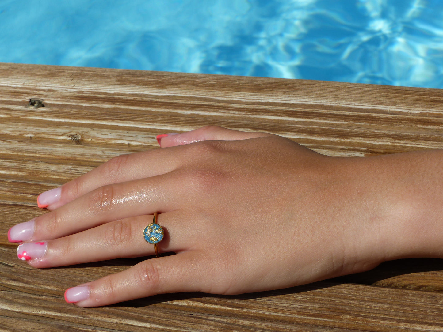 Lagon | Bague acier inoxydable bleue