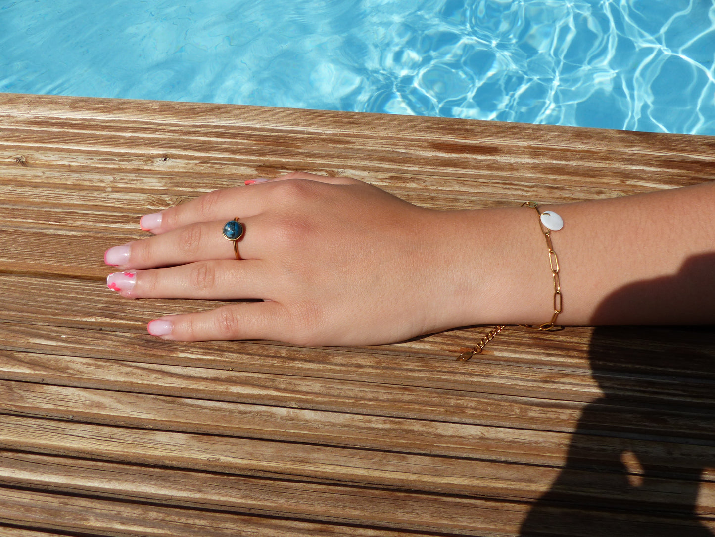 Onyx | Bague acier inoxydable ajustable