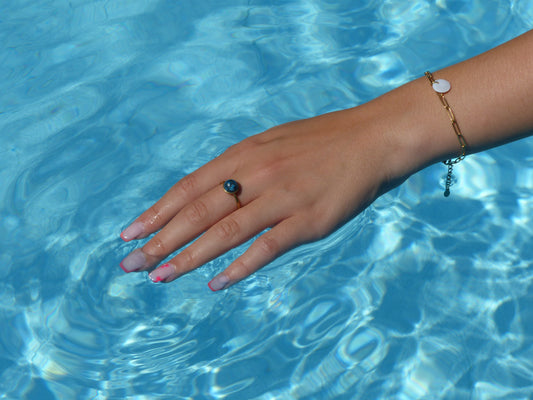 Onyx | Bague acier inoxydable ajustable