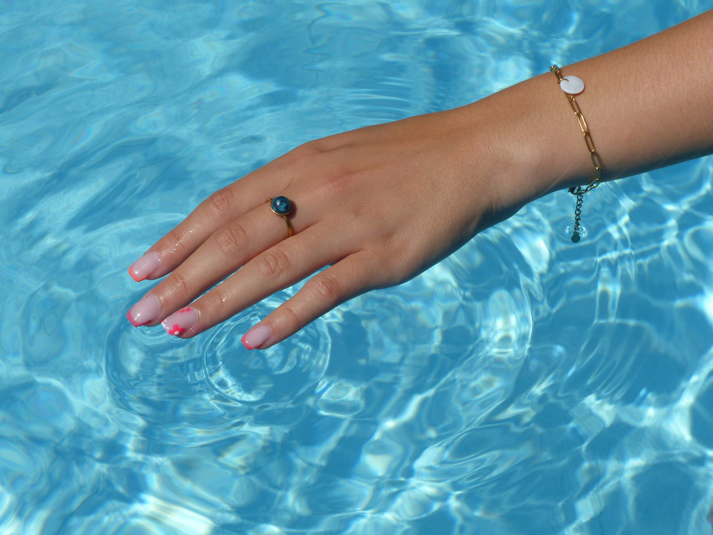 Onyx | Bague acier inoxydable ajustable