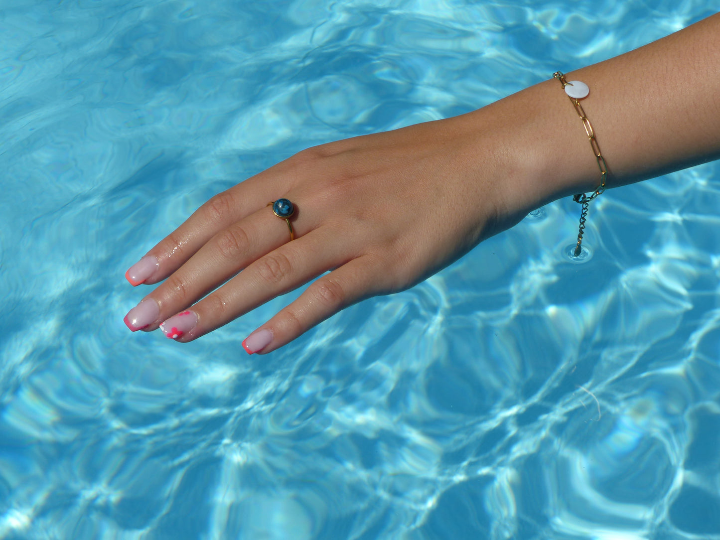 Onyx | Bague acier inoxydable ajustable