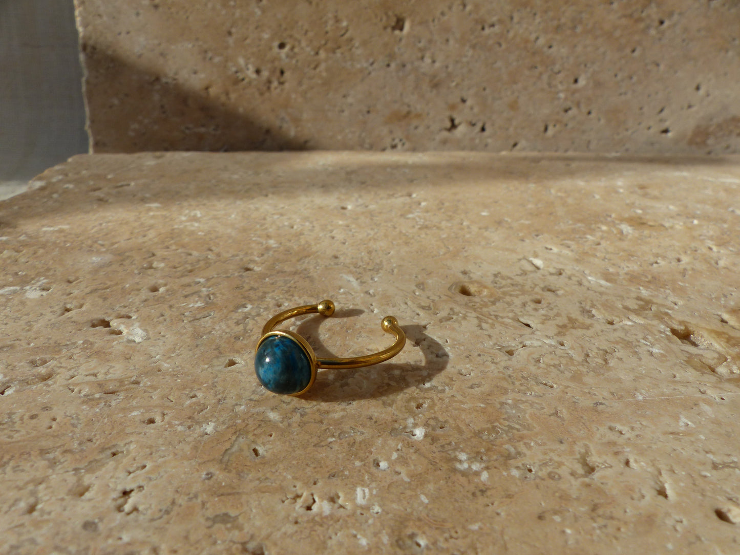 Onyx | Bague acier inoxydable ajustable