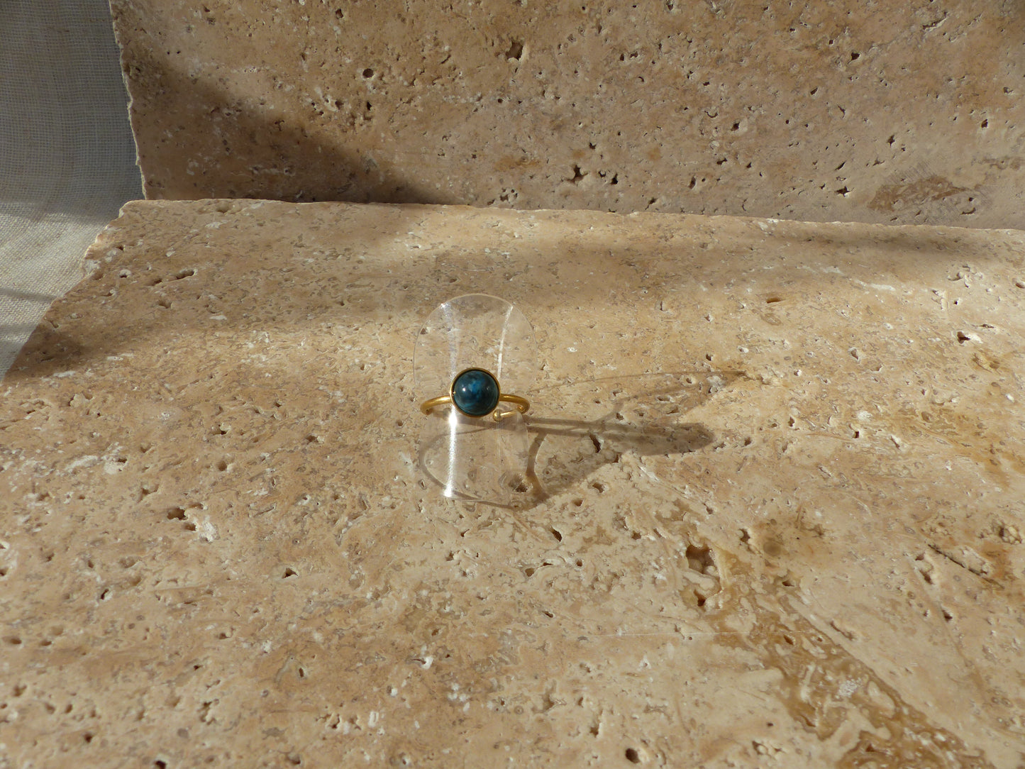 Onyx | Bague acier inoxydable ajustable