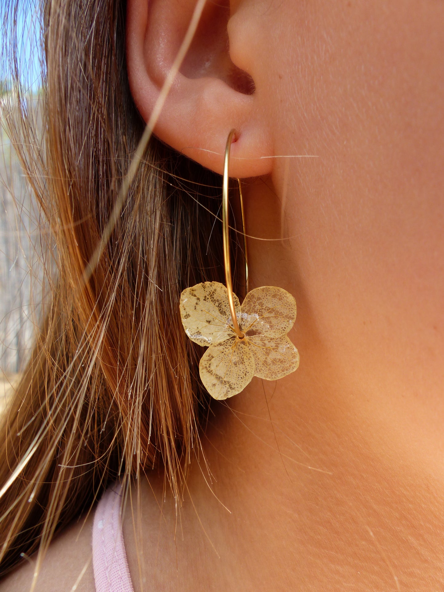 Hortensia - Boucles d'oreilles en acier inoxydable - Fait main