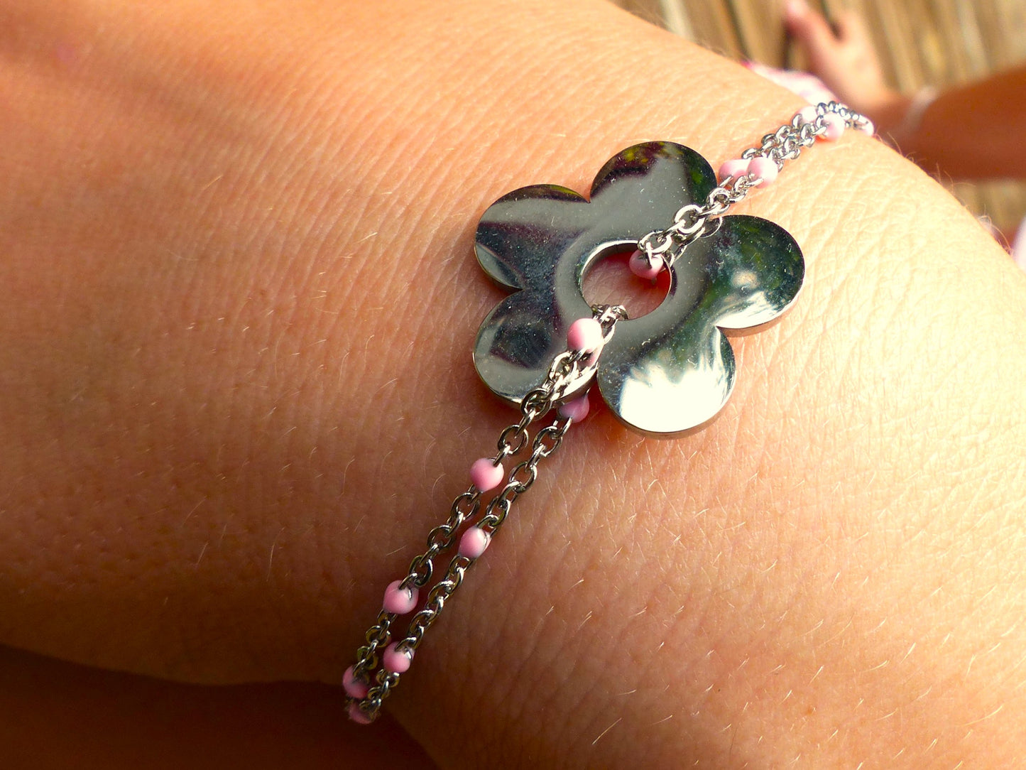Rome | Bracelet acier argenté et rose