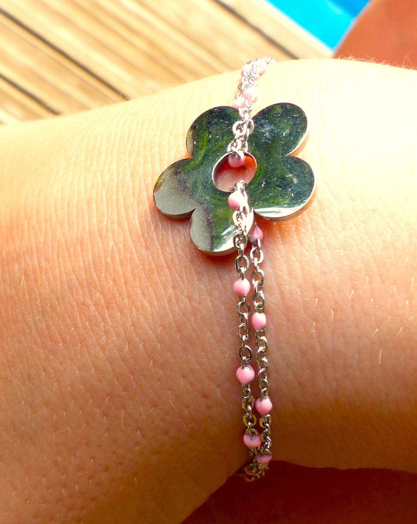 Rome | Bracelet acier argenté et rose