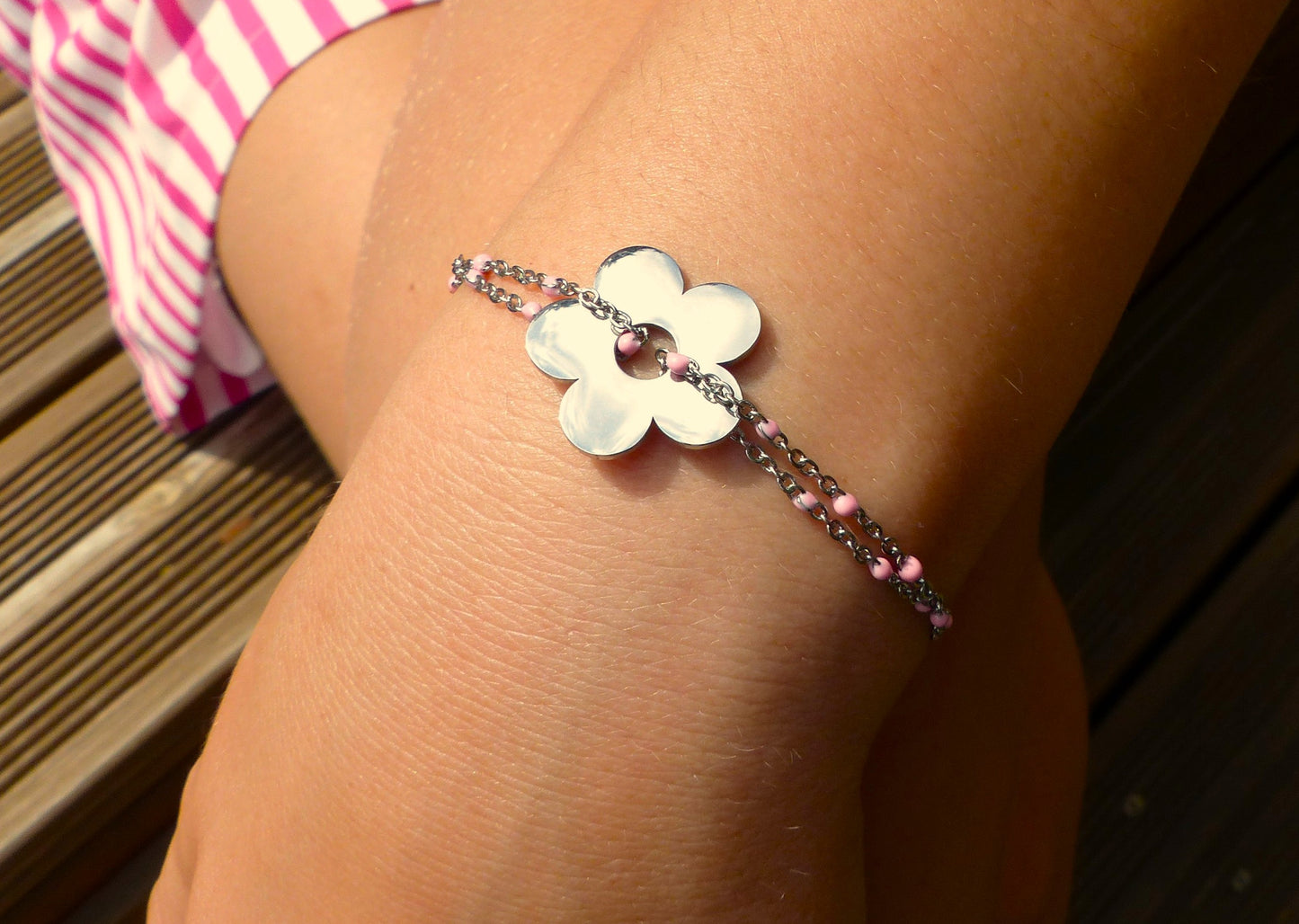 Rome | Bracelet acier argenté et rose