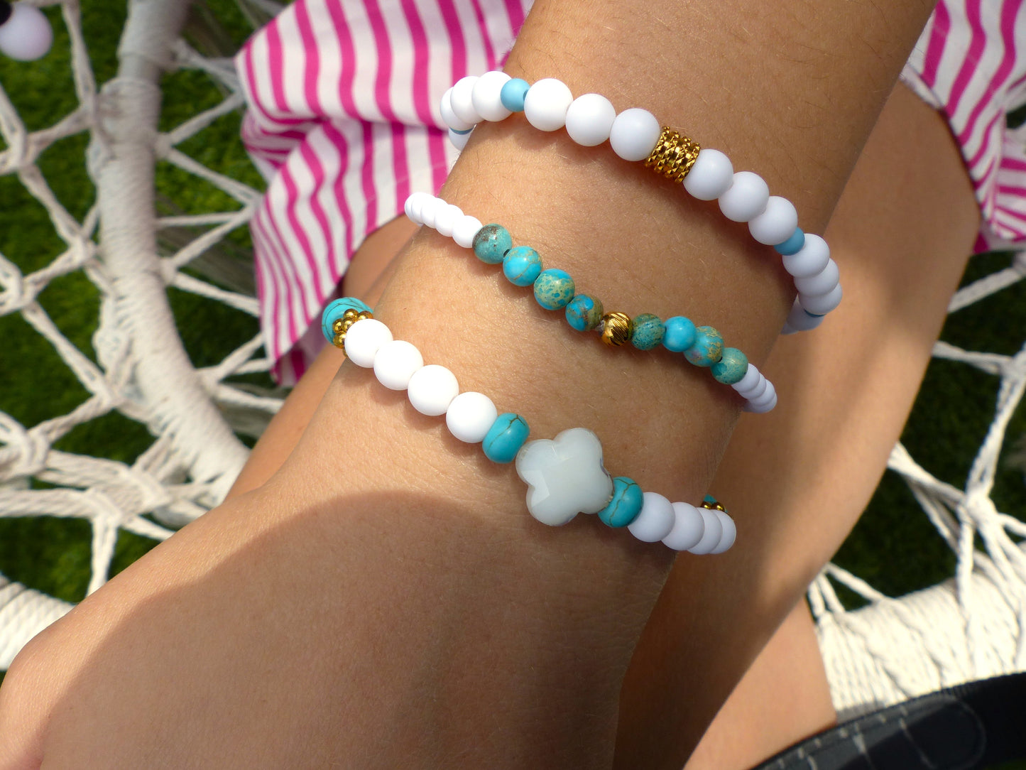 Lou | Trio de bracelet turquoise - jaspe impérial