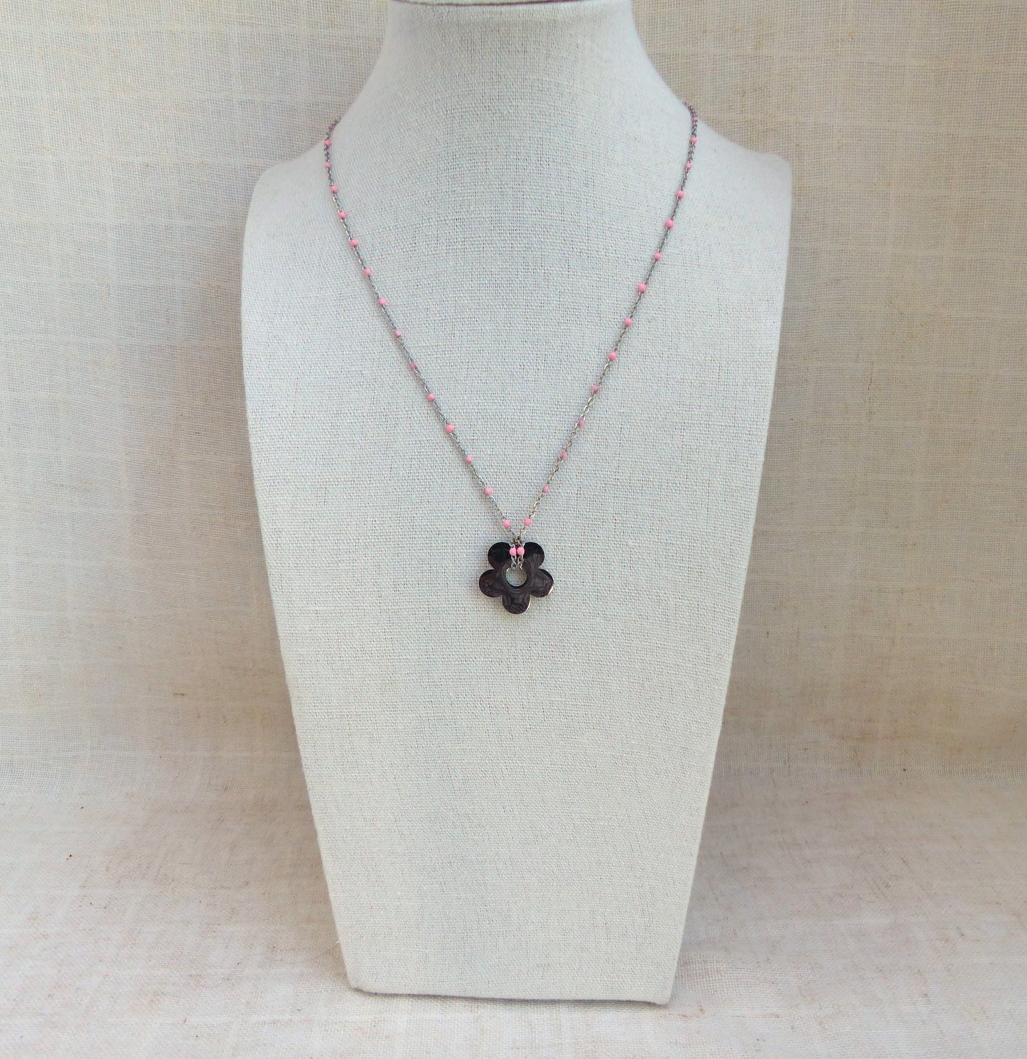 Rome | Collier acier argenté et rose