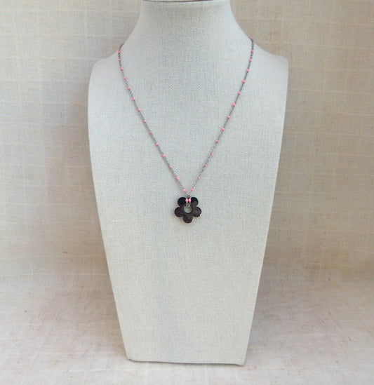 Rome | Collier acier argenté et rose