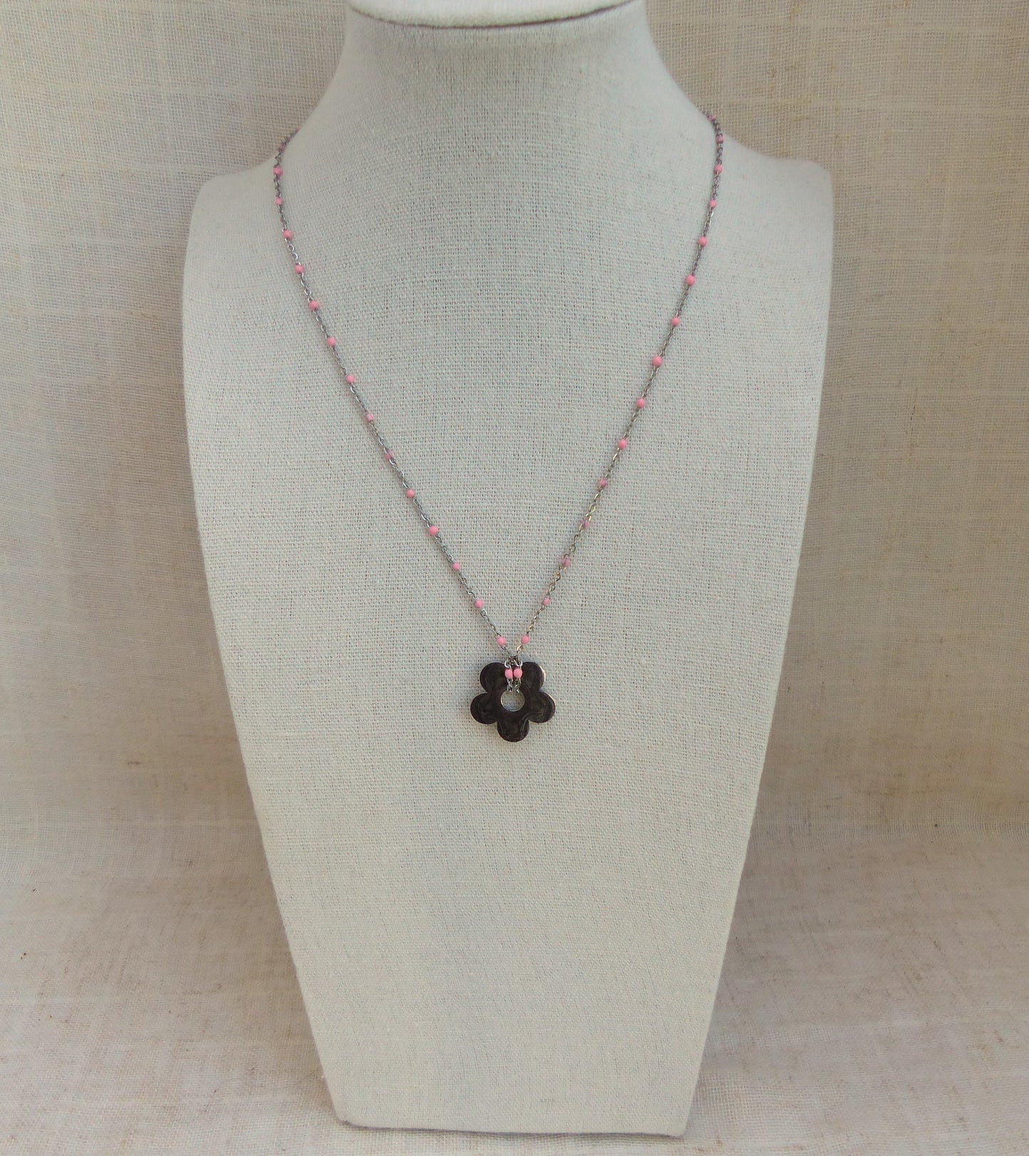 Rome | Collier acier argenté et rose
